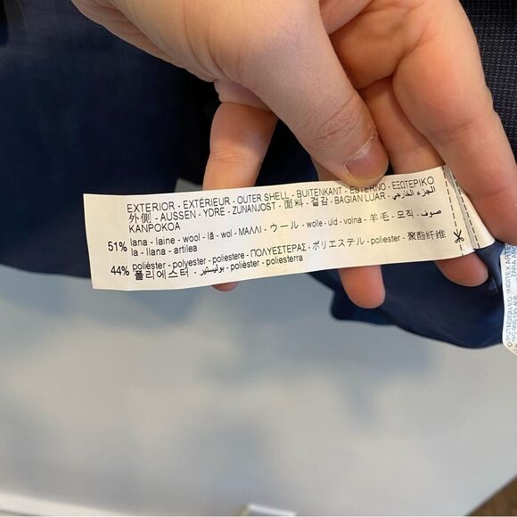 Zara blazer sports jacket boys 13-14 navy blue wool two button notch lapel - Picture 6 of 6